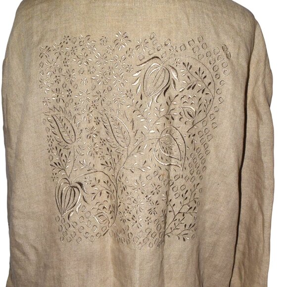 Vintage J.Jill Linen Embroidered Button Front Tunic Top - Picture 5 of 8
